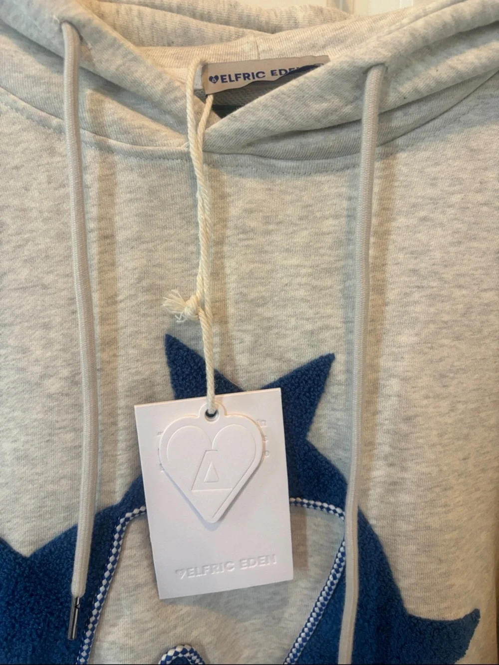 Aelfric Eden Light Gray Hoodie with Blue Accent women’s - Picture 3 of 3